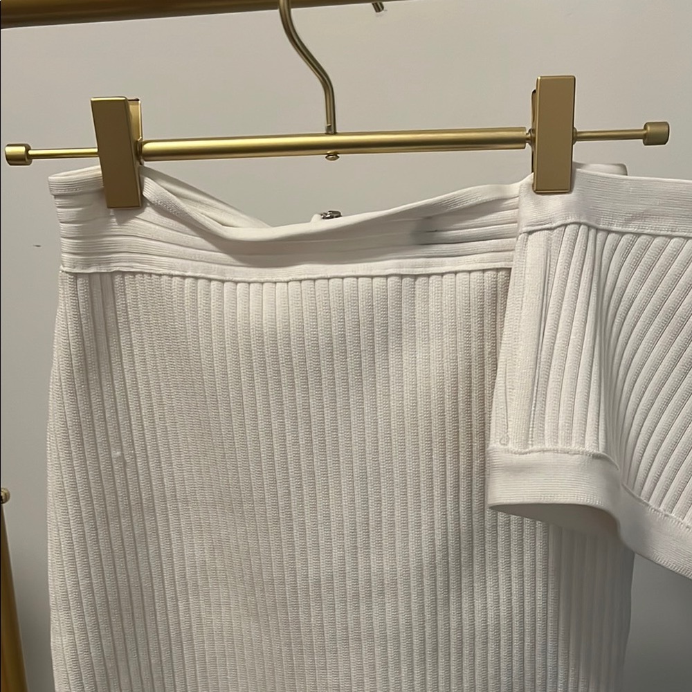 White Ribbed Two-Piece Set - Picture 4 of 6